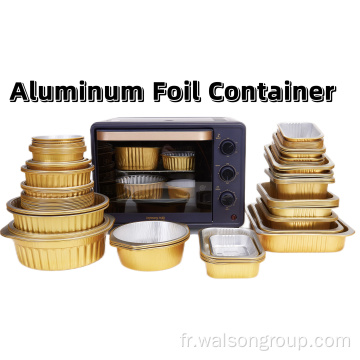 Contenant en aluminium alimentaire rond en or